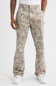 PURPLE BRAND Logo Camo Snap Hem Cotton Twill Carpenter Pants