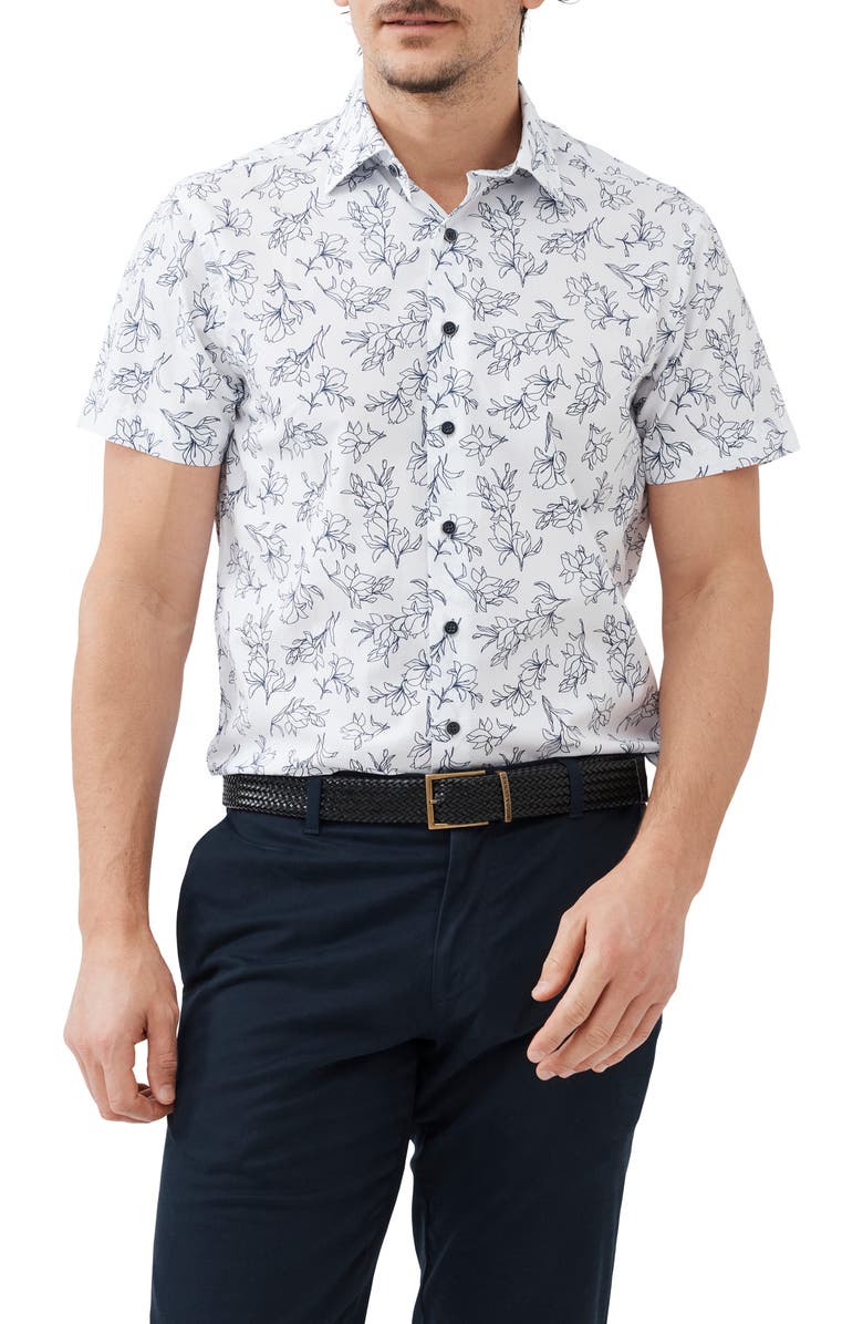 Rodd & Gunn Hildersden Floral Print Short Sleeve Cotton Button-Up Shirt, Main, color, 