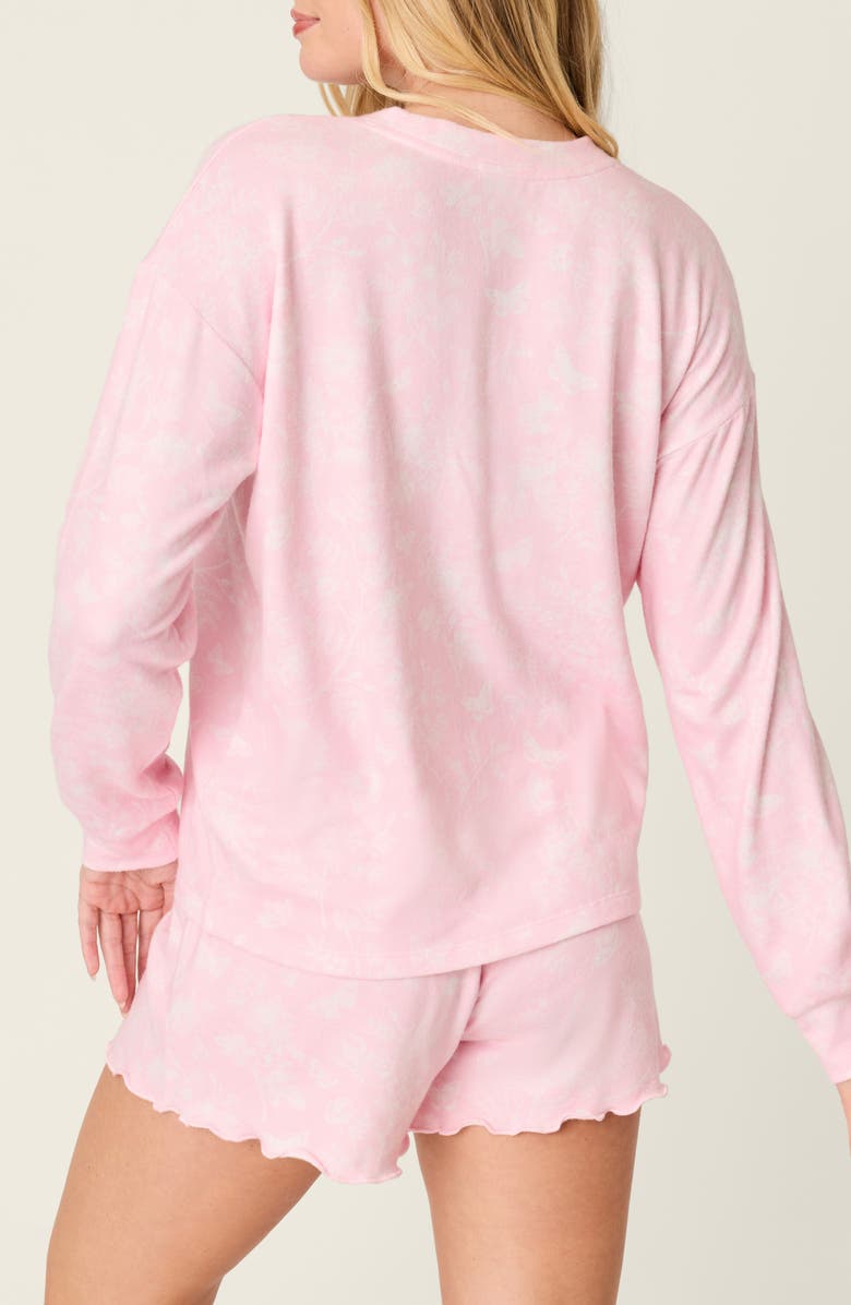 PJ Salvage Peachy Mix & Match Long Sleeve Short Pajamas, Alternate, color, Baby Pink