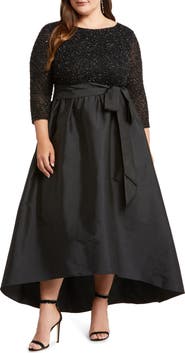 Pisarro Nights Sequin Bodice Taffeta Gown