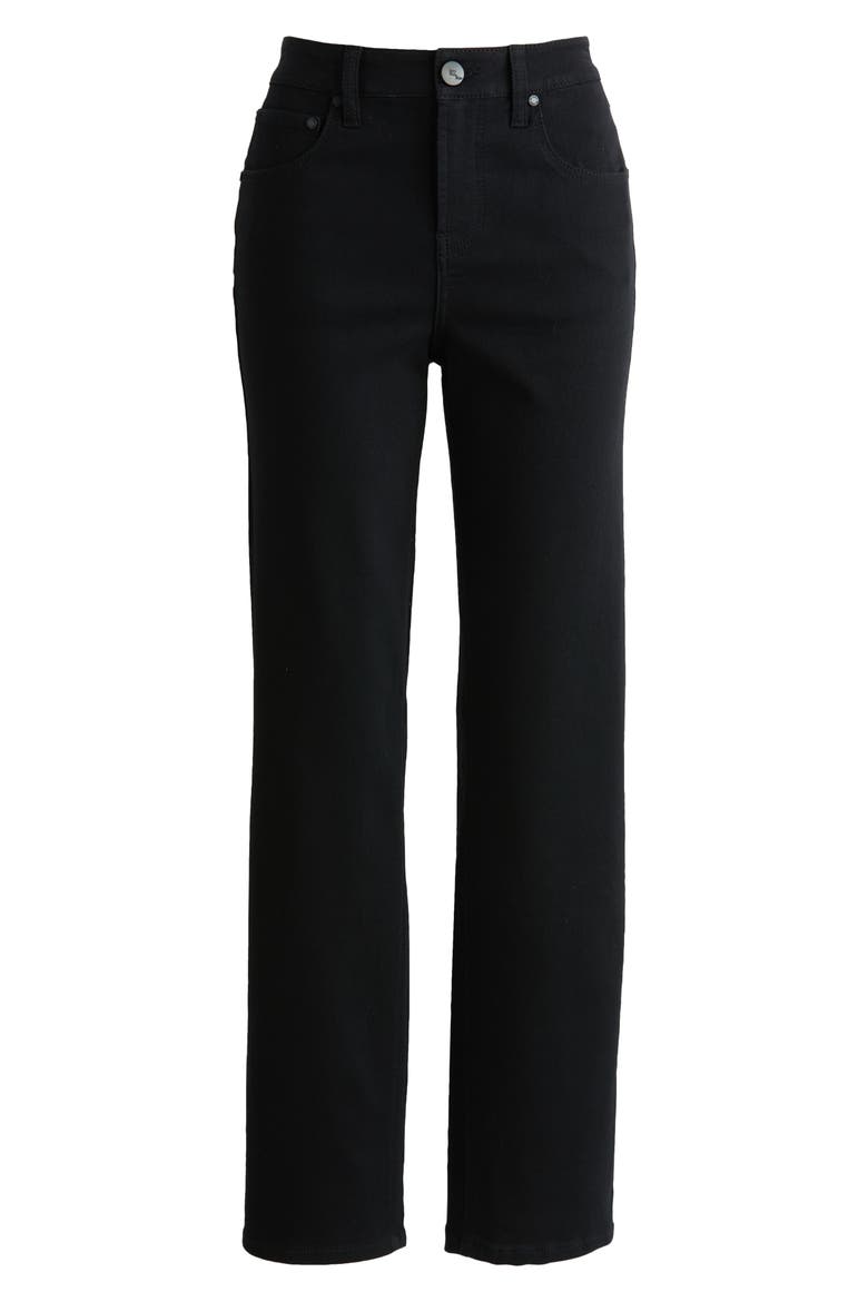 High Waist Straight Leg Jeans, Alternate, color, BLACK