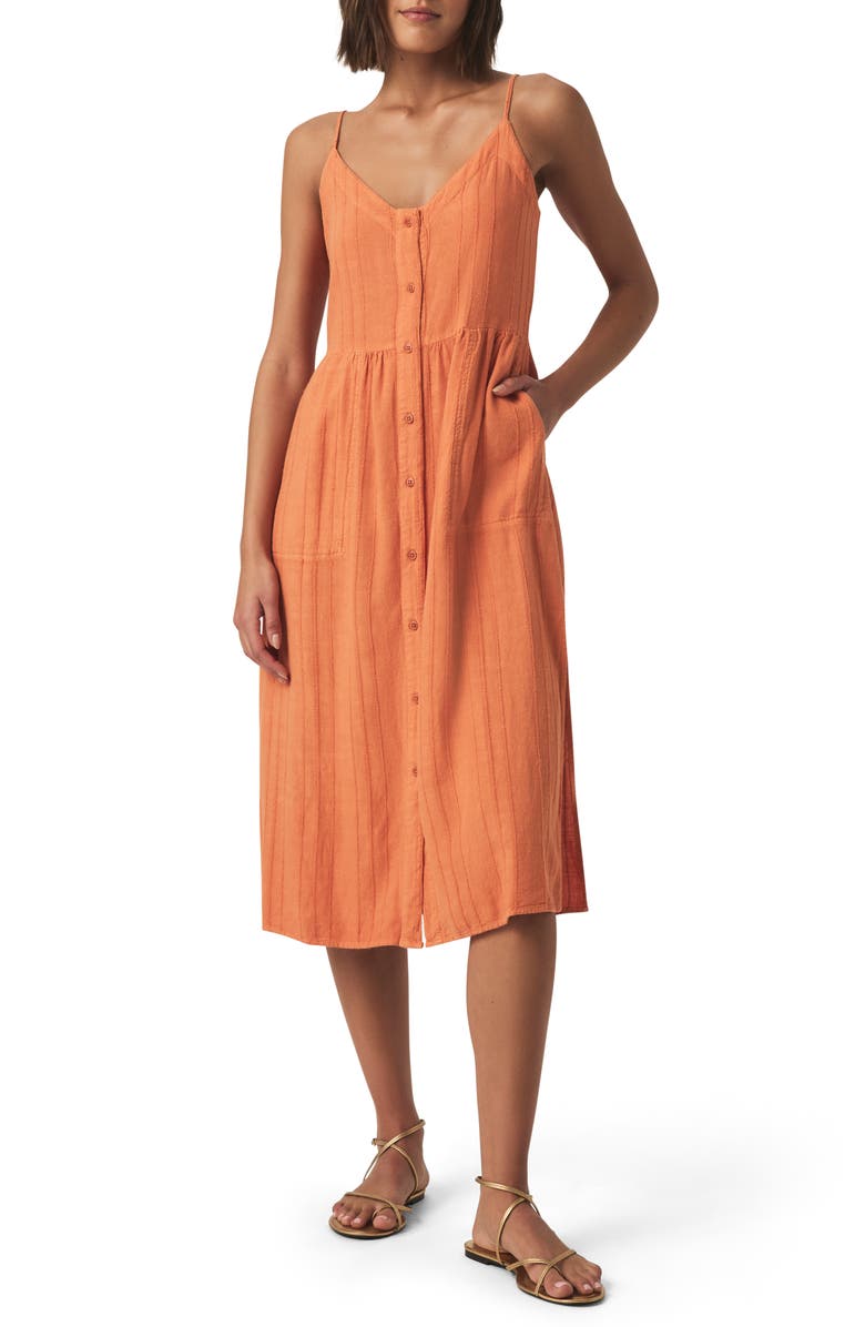 Splendid Gabrielle Button-Up Sundress, Main, color, Orange Tiger