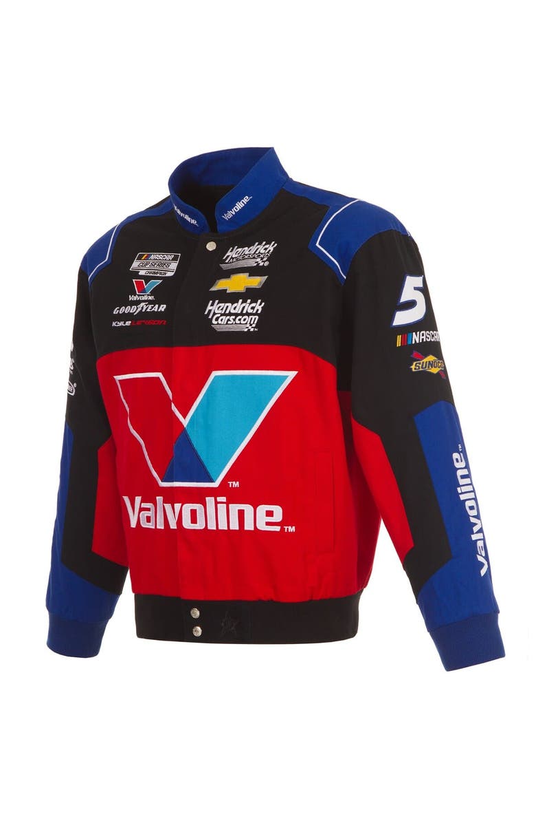 JH DESIGN Men's JH Design Black/Red Kyle Larson Valvoline Full-Snap Twill Uniform Jacket, Alternate, color, Black