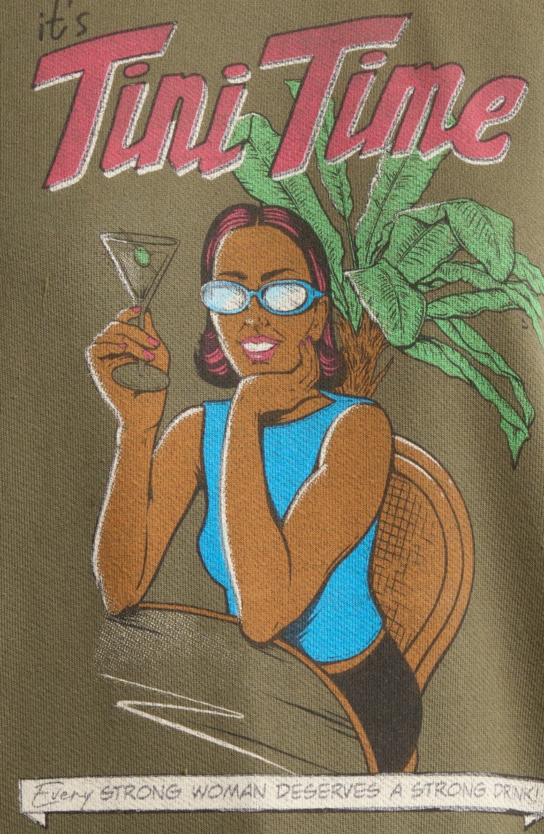 Re/Done Classic Tini Time Crewneck Sweatshirt, Alternate, color, Fatigue