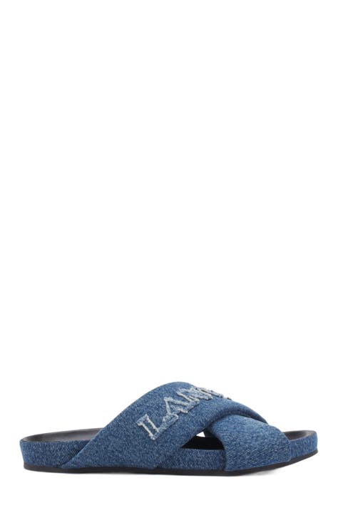 'Feminine Buckle Fringed Denim' sandals Sandals