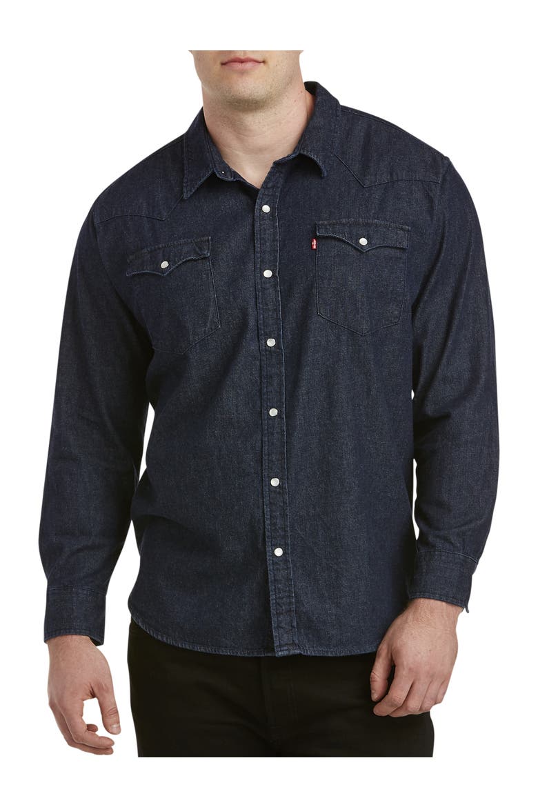 Big & Tall  Rinse Wash Denim Shirt, Alternate, color, RINSE