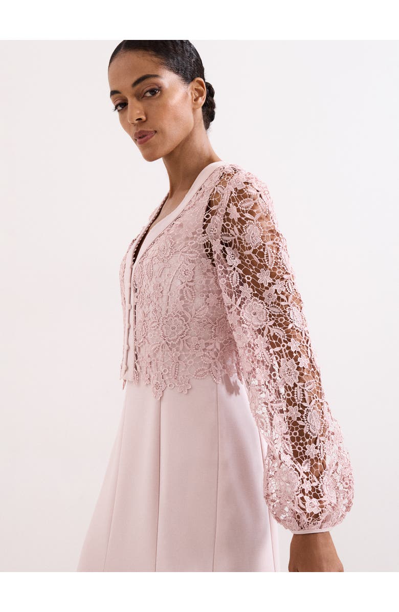 Phase Eight Ayumi Part Lace Midi Dress, Alternate, color, Pale Pink