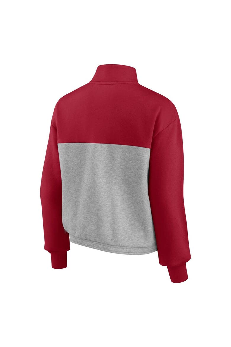Women's Fanatics Branded Crimson/Heathered Gray Oklahoma Sooners Sideline to Sideline Colorblock Quarter-Zip Jacket, Alternate, color, Crimson