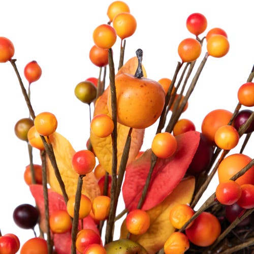 Northlight Berries And Apples With Foliage Twig Artificial Fall Harvest Wreath In Multi