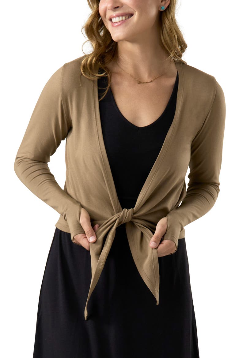 Long Sleeve Crossover Sun Wrap, Main, color, Mocha