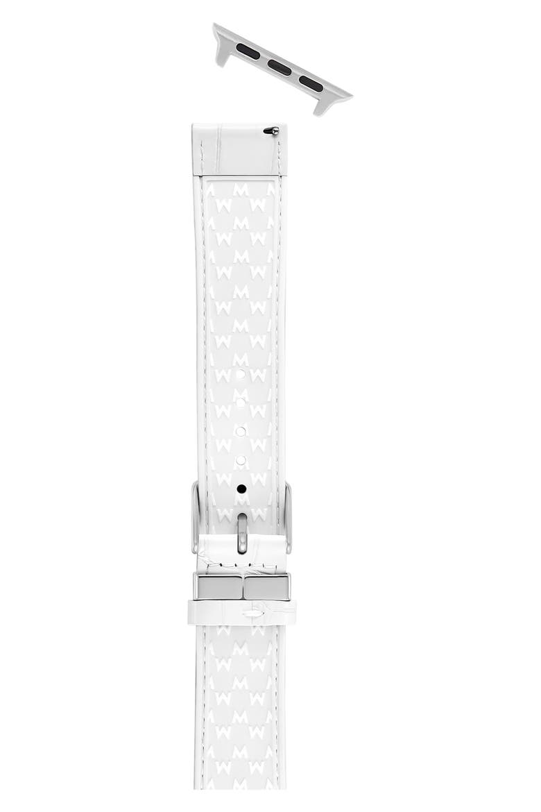 Croc Embossed Patent Leather 20mm Apple Watch® Watchband, Alternate, color, WHITE