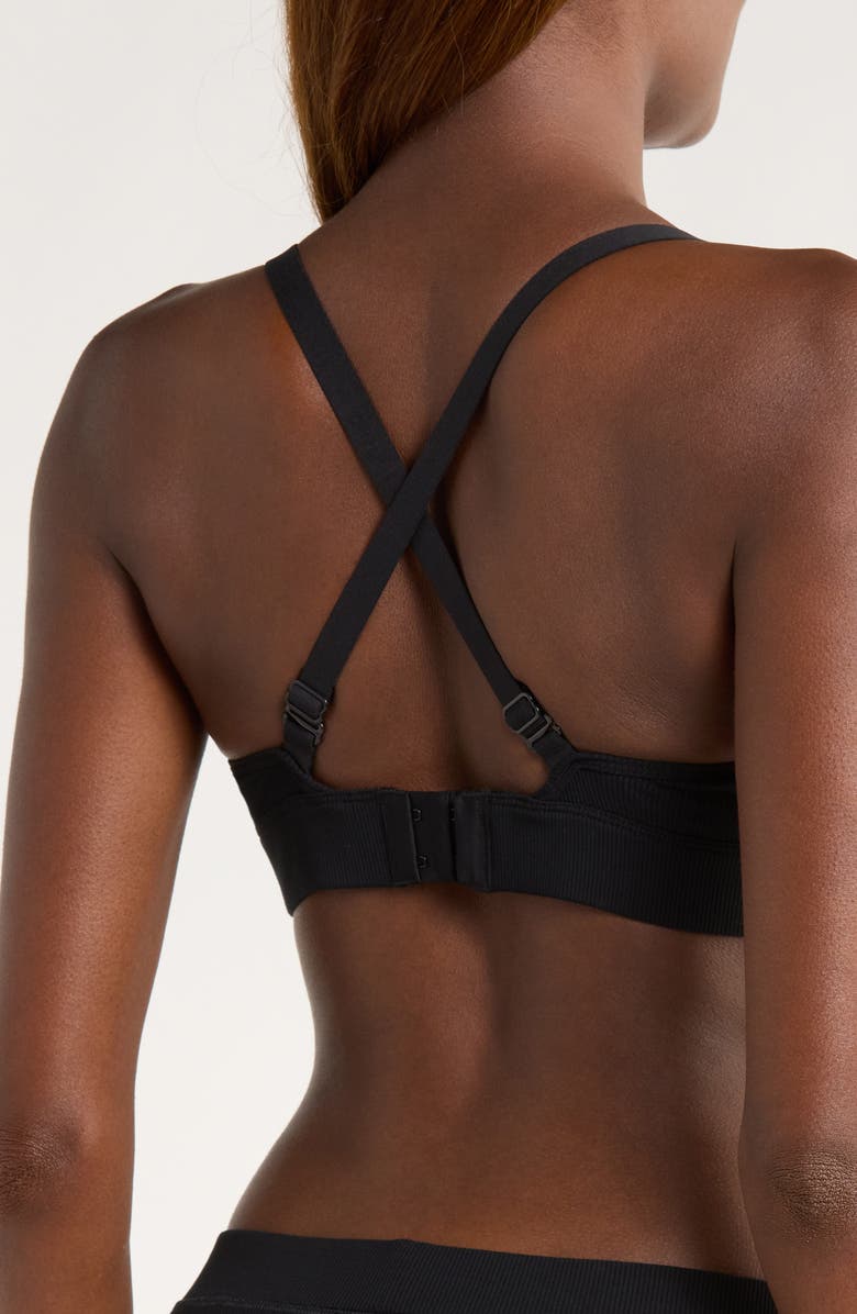 TomboyX Rib Wireless Plunge Bra, Alternate, color, Black