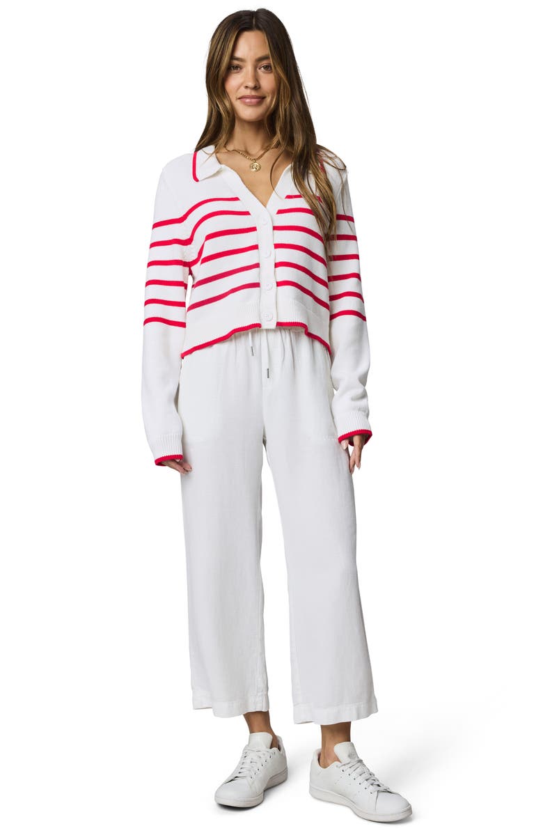 Splendid Nicolette Stripe Cardigan, Alternate, color, White/ Rouge
