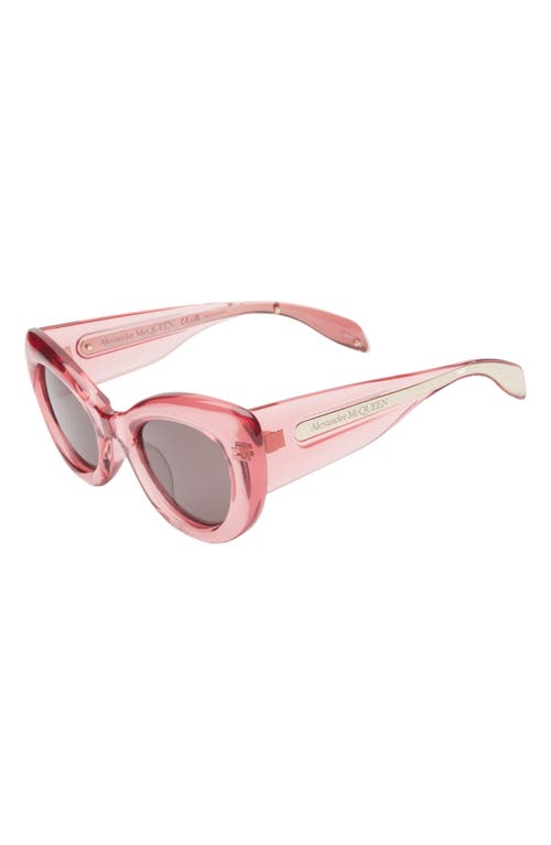 Alexander Mcqueen Mcqueen 52mm Cat Eye Sunglasses In Pink Pink Grey