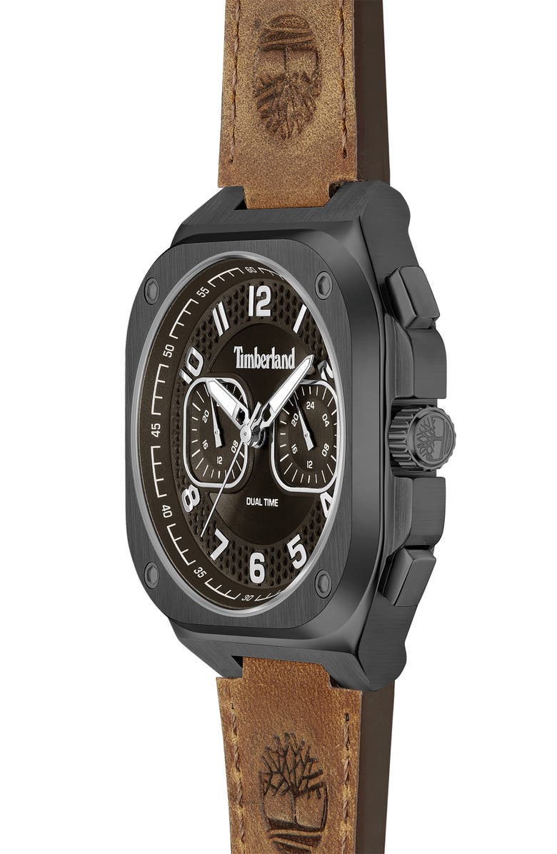 Timberland Mackinac Multifunction Chronograph Leather Strap Watch, 44mm x 25mm, Alternate, color, 