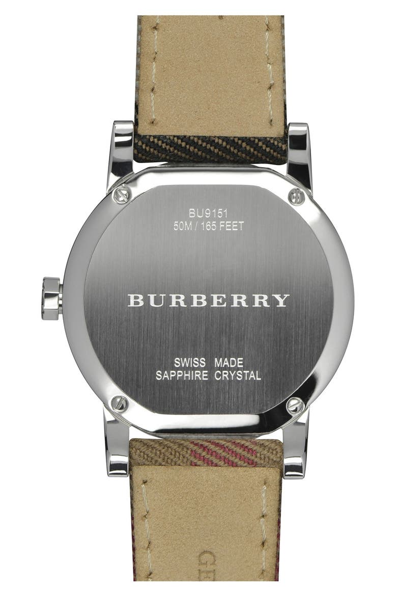 'The City' Woven Strap Watch, 34mm, Alternate, color, HOUSE CHECK/ WHITE