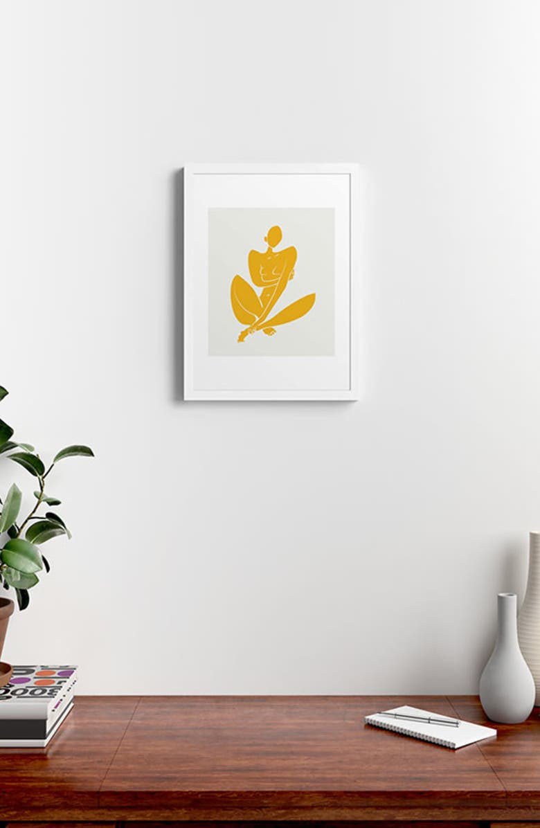 Deny Designs Nude in Yellow Framed Art Print, Alternate, color, Yellow