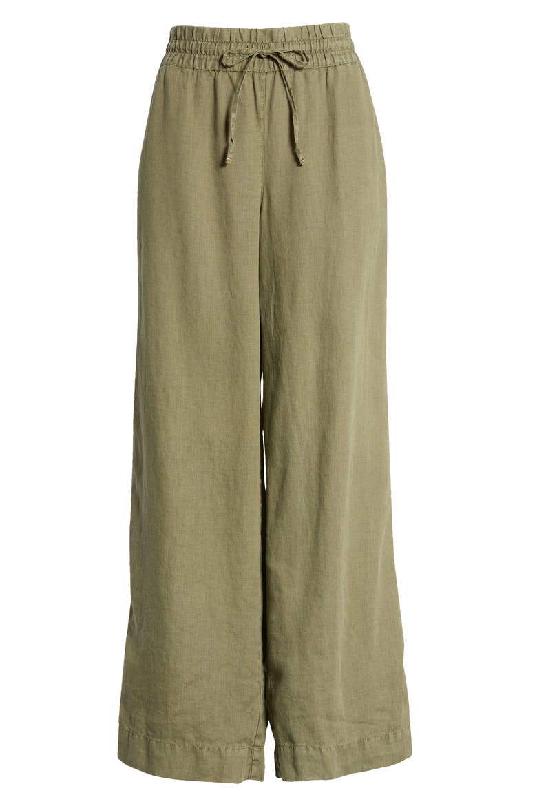 Two Palms High Waist Linen Pants, Alternate, color, TEA LEAF