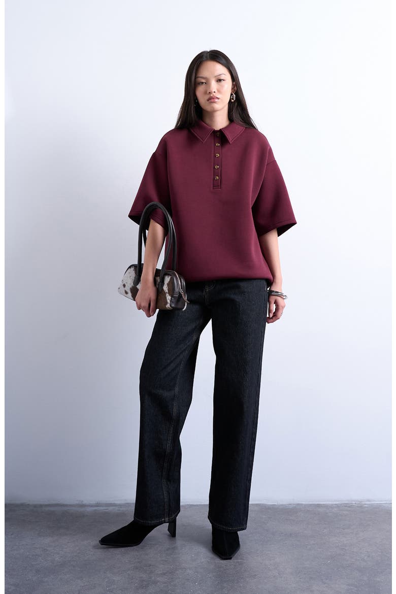 Oversize Polo, Alternate, color, BURGUNDY