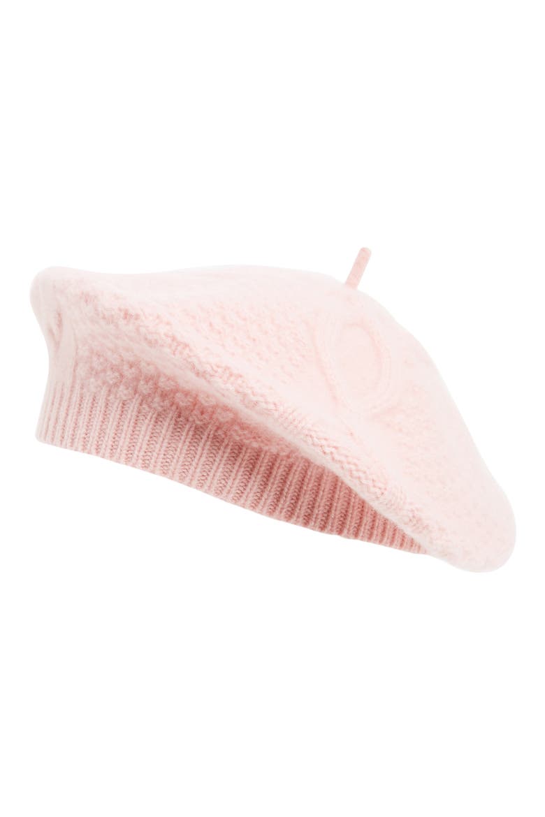 x Atlantic-Pacific Cable Knit Cashmere Beret, Main, color, PINK BEAUTY