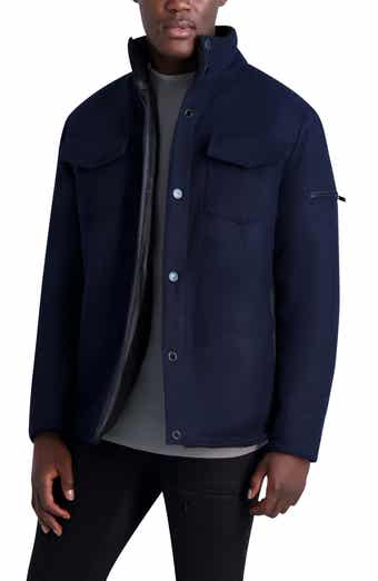 KARL LAGERFELD PARIS Fleece Lined Wool Blend Shirt Jacket