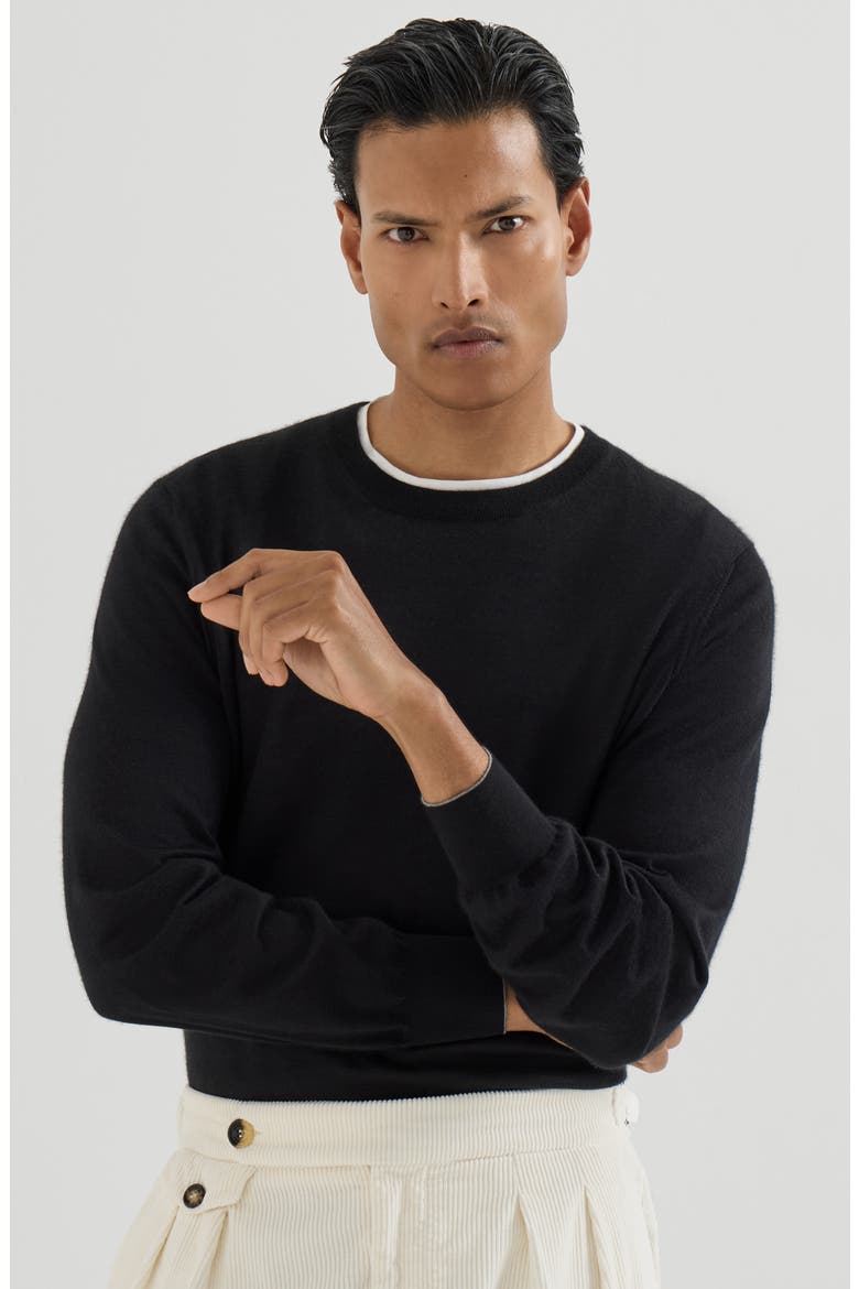 Cashmere and silk lightweight sweater, Alternate, color, Black