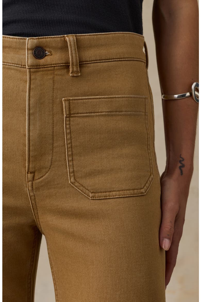 Patch Pocket High Waist Wide Leg Stretch Terry Pants, Alternate, color, ELK BROWN
