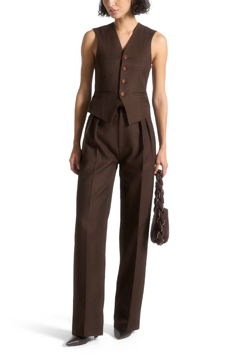 Manière De Voir Julie Tailored Twin Pleat Trousers, Alternate, color, Brown