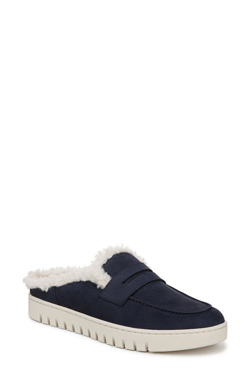 Vionic Uptown Faux Shearling Mule In Peacoat