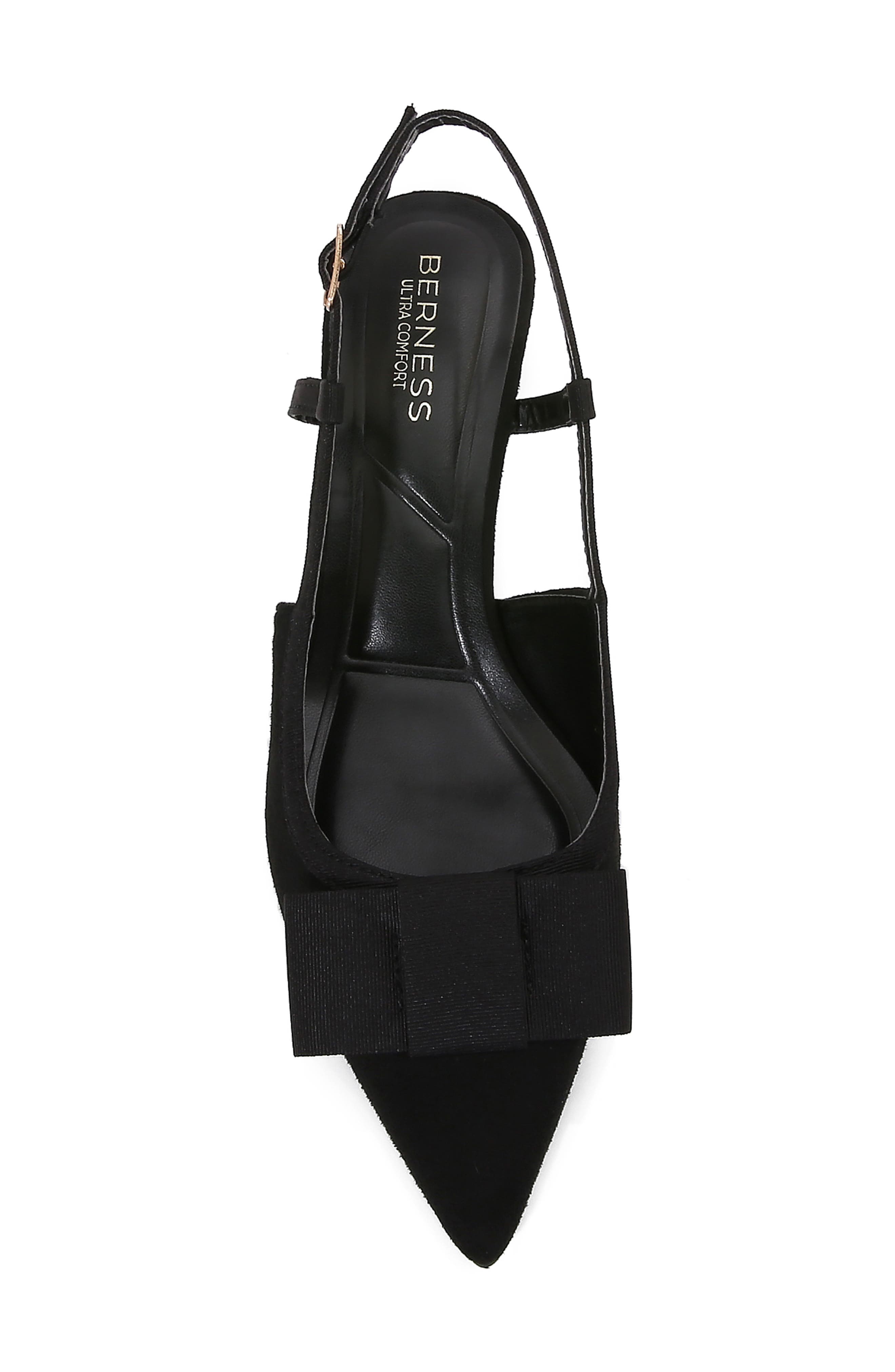 BERNESS June Bow Pointed Toe Slingback Kitten Heel Pump, Alternate, color, Black