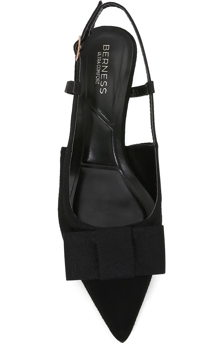 BERNESS June Bow Pointed Toe Slingback Kitten Heel Pump, Alternate, color, Black