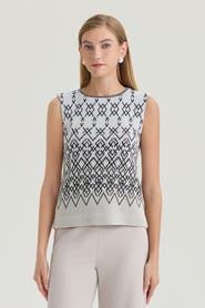 Ming Wang Diamond Jacquard Knit Tank
