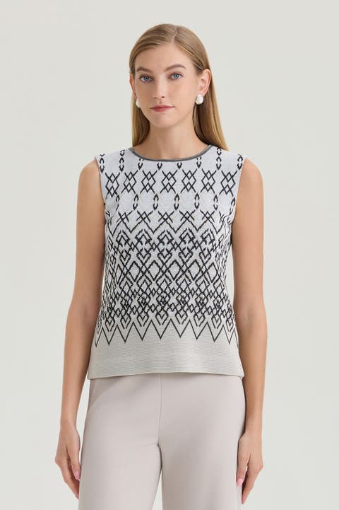 Ming Wang Diamond Jacquard Knit Tank