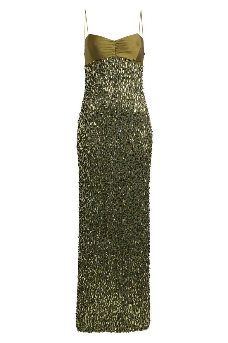 Berri Paillette Column Gown, Alternate, color, MOSS