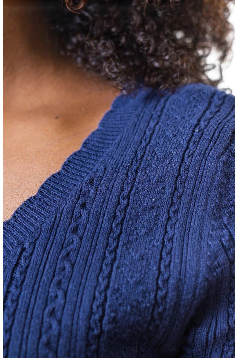 Women's Fitted Cable Sweater Dress, Alternate, color, Blue