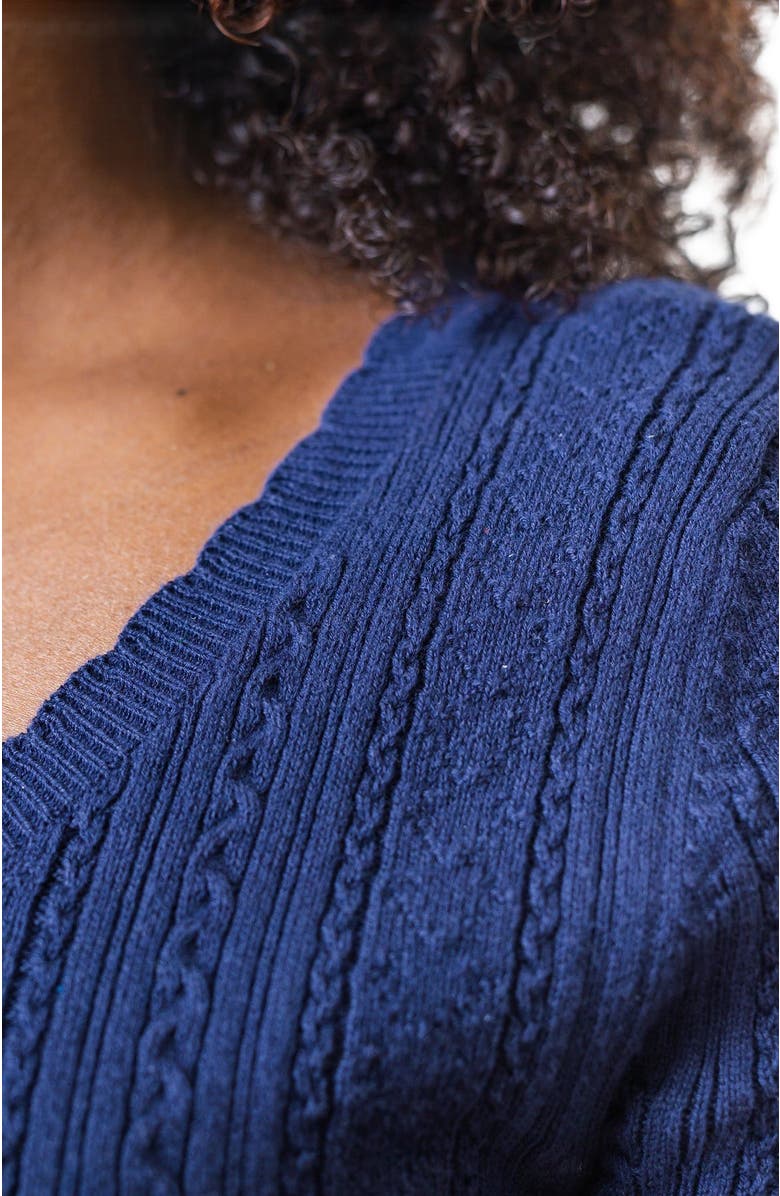 Hope & Henry Women's Fitted Cable Sweater Dress, Alternate, color, Blue