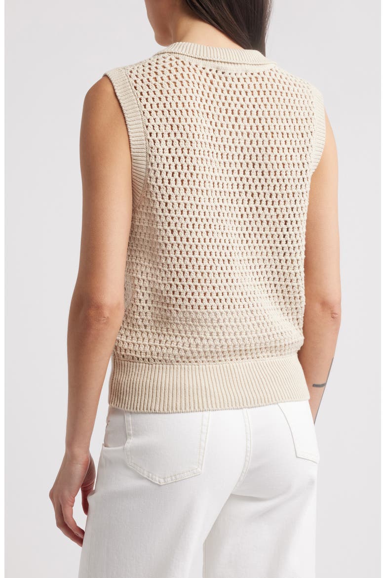 Openwork Sleeveless Polo Sweater, Alternate, color, TAUPE