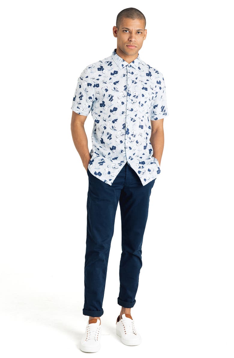 Good Man Brand Slim Fit Hibiscus Floral Print Shirt, Alternate, color, 
