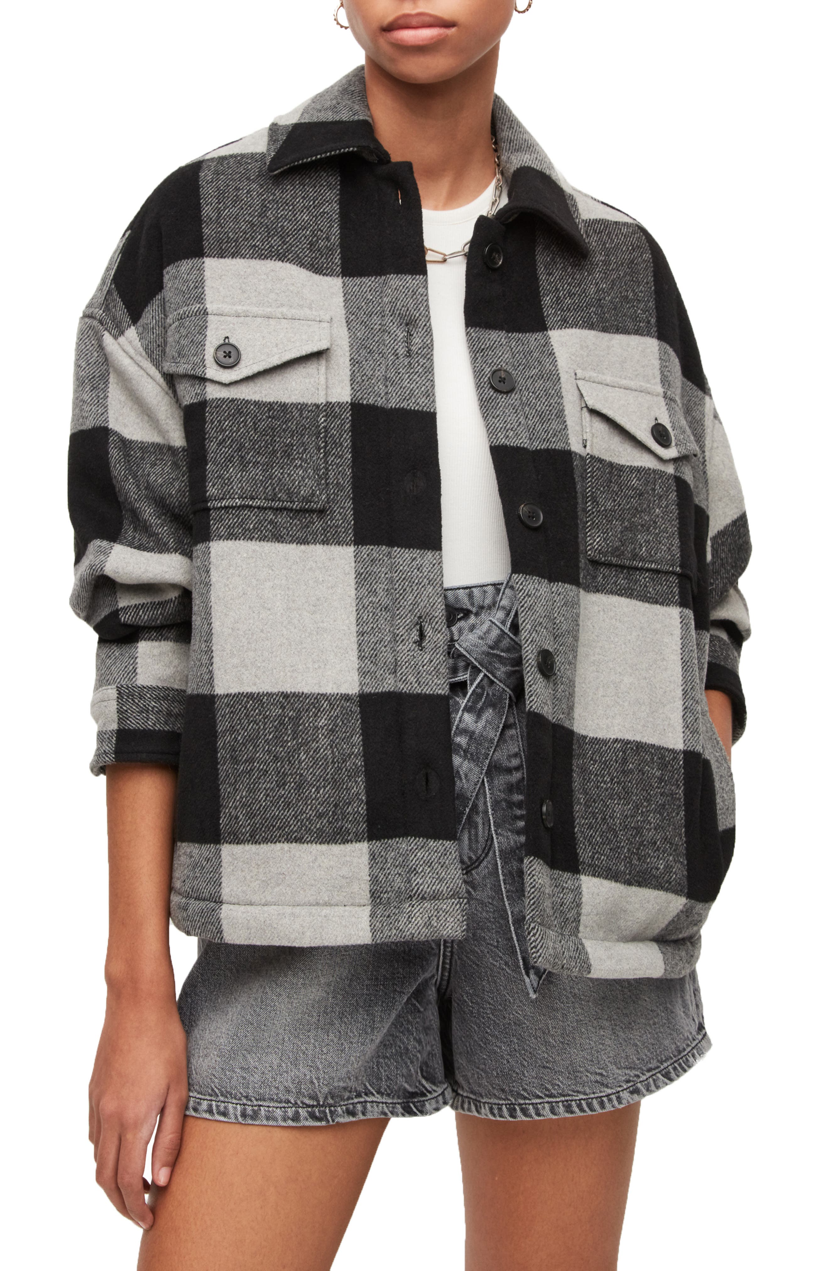 AllSaints Luella Check Oversize Shirt Jacket