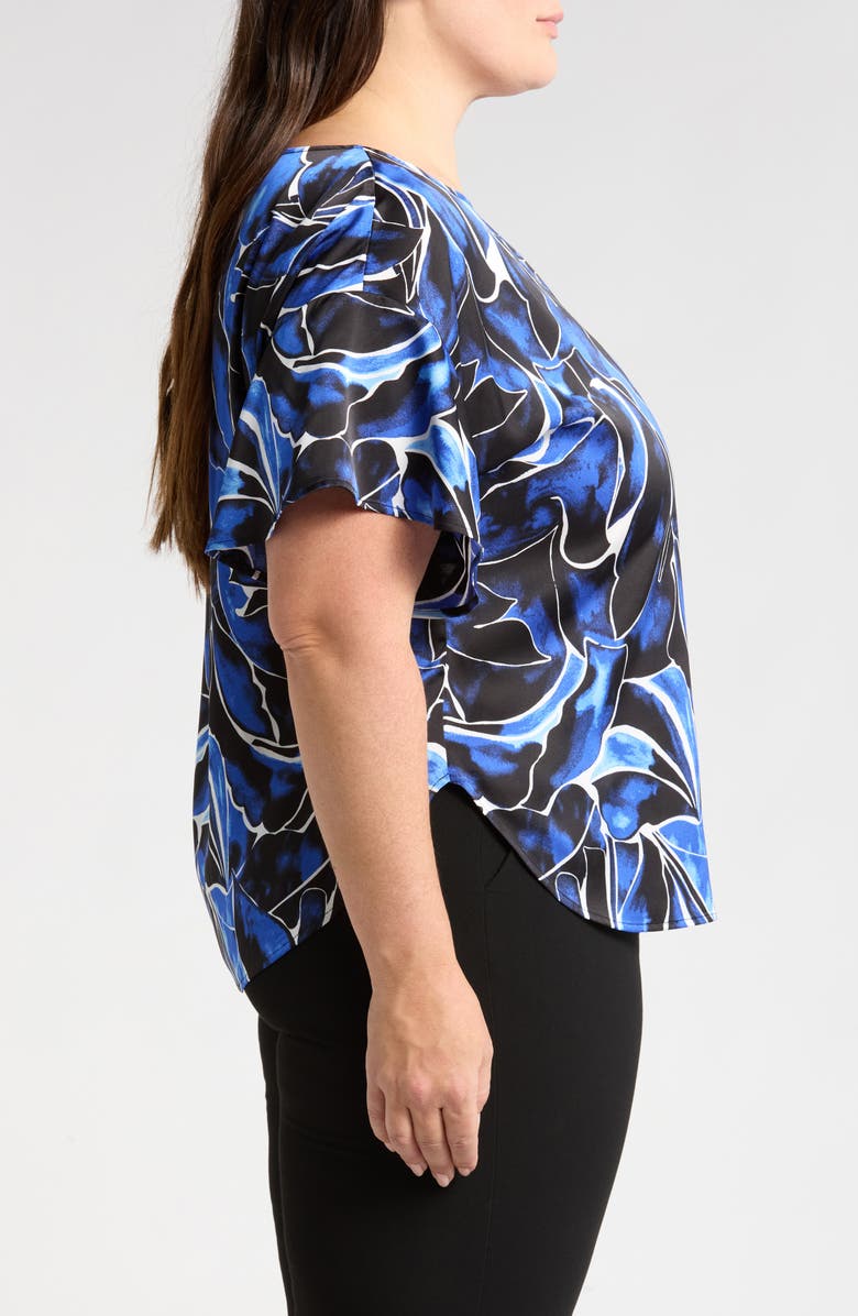 Anne Klein Printed Flutter Sleeve Top, Alternate, color, 