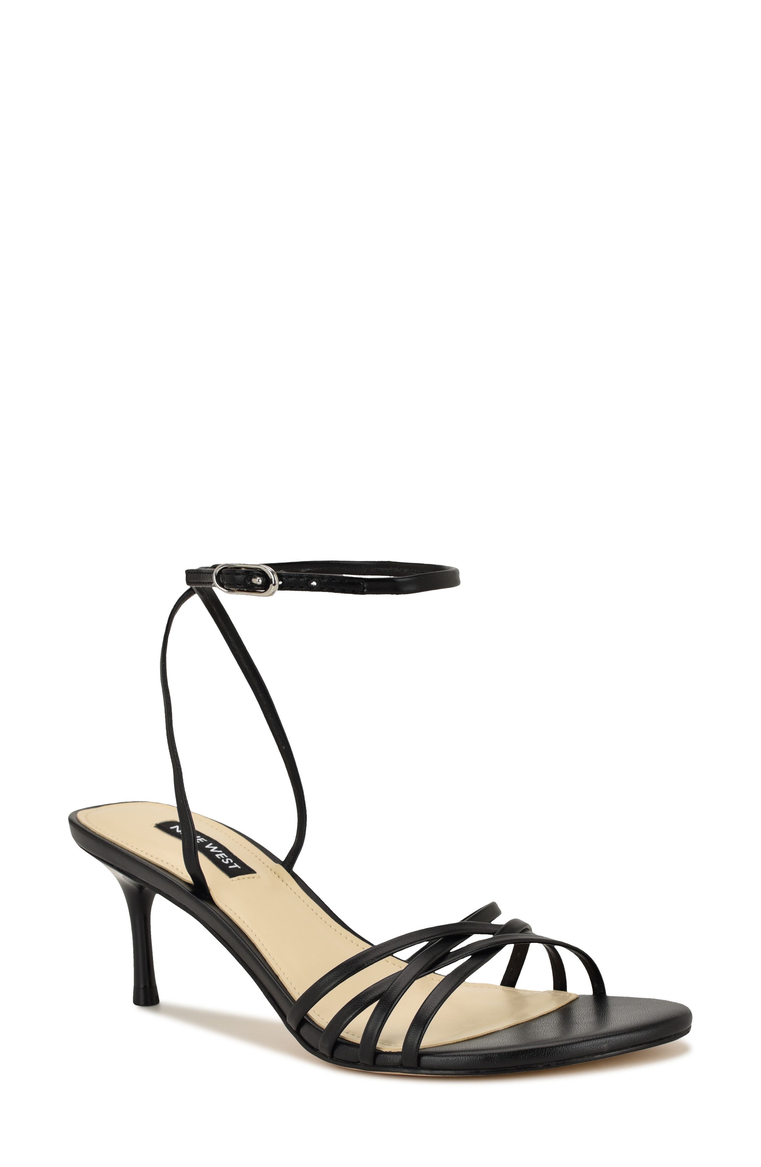 Nine West Gazey Ankle Strap Sandal, Main, color, Black