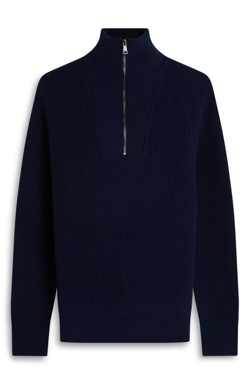 Bugatchi Merino Wool & Cotton Quarter Zip Pullover In Blue