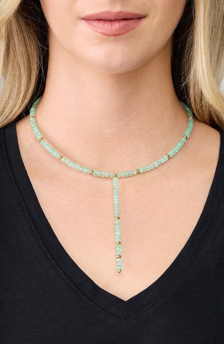 Bony Levy 14K Gold Iris Emerald Beaded Tennis Necklace, Alternate, color, Green