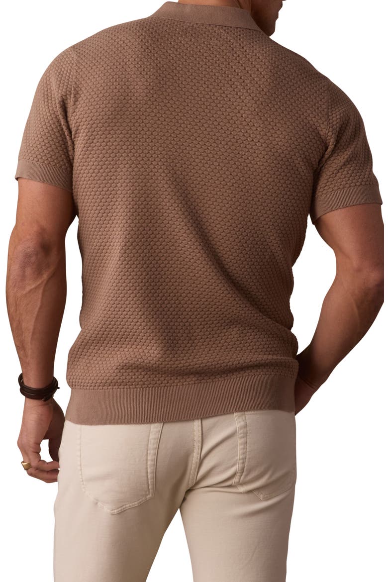 Robles Johnny Collar Textured Cotton Jacquard Polo Sweater, Alternate, color, TAUPE