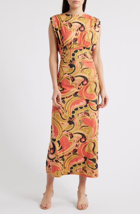 Donna Paisley Organic Cotton Midi Dress