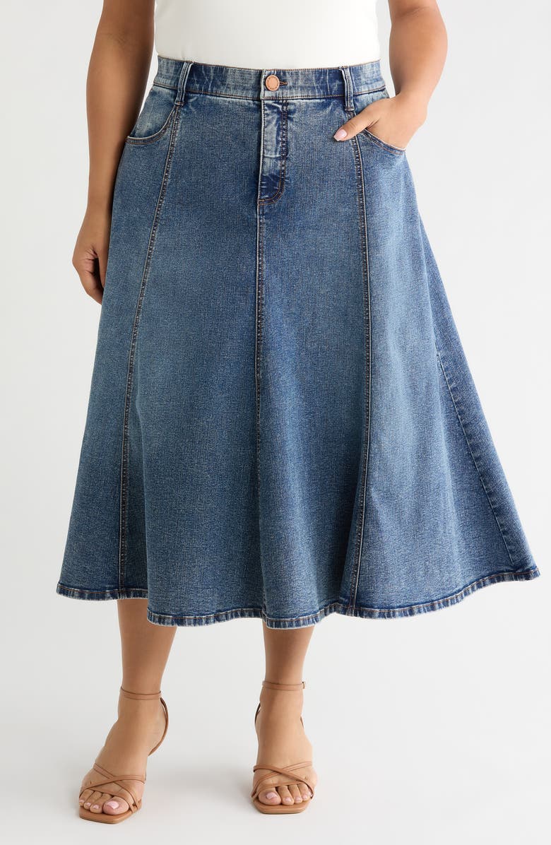 Wit & Wisdom Denim A-Line Skirt, Main, color, Blue Artisanal