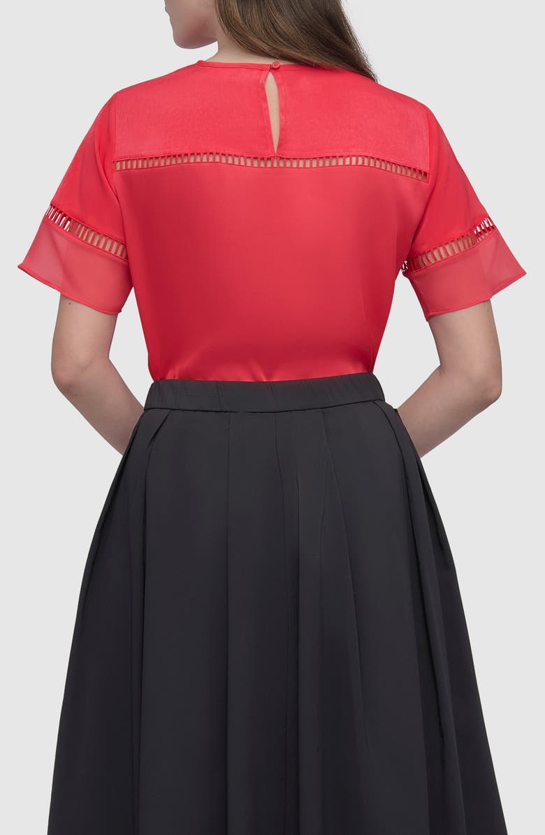 DKNY Ladder Embroidery Short Sleeve Woven Shirt, Alternate, color, Watermelon