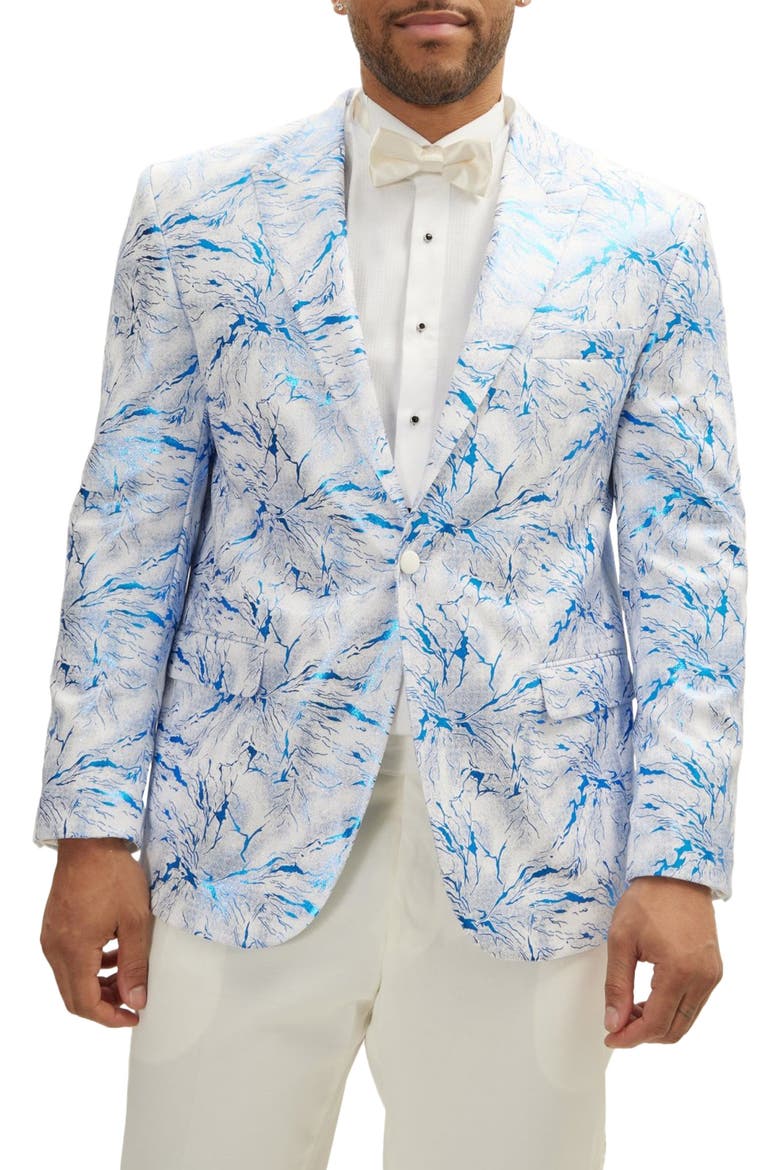 The Wet Look Electric Tuxedo Jacket, Main, color, WHITE SAX