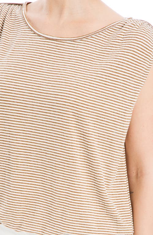 Max Studio Stripe Cinched Shoulder Tank Top In Gold