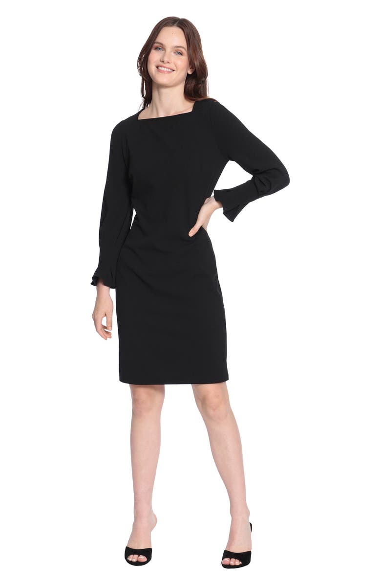 Donna Morgan Pleated Long Sleeve Sheath Dress, Alternate, color,